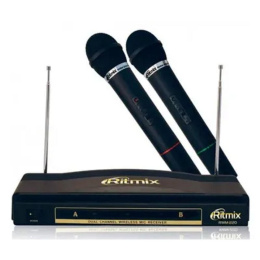 RITMIX RWM-220 {2 микрофона: 87.5 МГц - 92 МГц; раб. частоты: 100 Гц - 10 000 Гц;Чувств.: -30 дБ +/-3 дБ; пит. системы: AC 220 в / 500 мА}