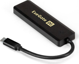 USB-Хаб (концентратор) 4-в-1 ExeGate DUB-4CP/1 (кабель-адаптер USB Type C --> 4xUSB3.0, доп. разъем USB Type-C для подключения источника питания, Plug&Play, черный) EX293986RUS