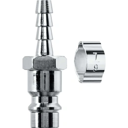 Переходник KRAFTOOL штуцер "елочка" 6 мм - рапид штуцер, с хомутом 06597-06