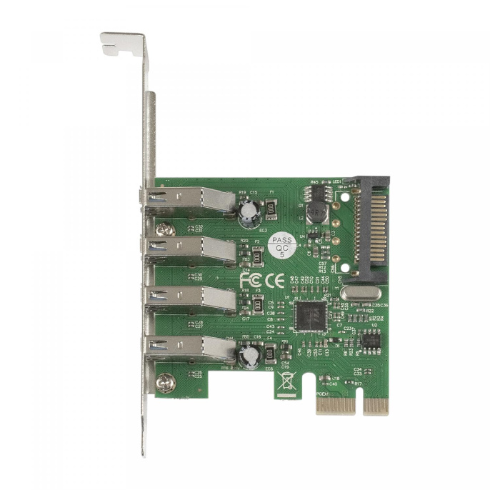 Контроллер ExeGate EXE-314 (PCI-E x1 v2.0, 4*USB3.0 ext., разъем доп.питания SATA 15pin, VIA Labs Chipset VL805) EX283716RUS