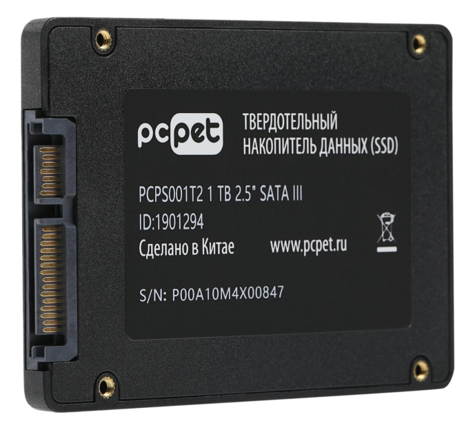 SSD накопитель PC PET PCPS001T2 1ТБ, 2.5", SATA III,  SATA,  oem