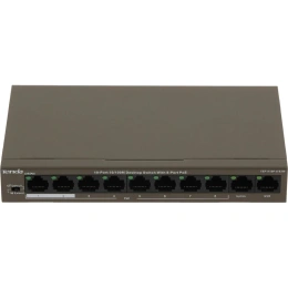 Коммутатор Tenda TEF1110P-8-63W неуправляемый PoE, 10 портов, 10x100 Мбит/с, PoE 8x30 Вт, 2хUplink, настольный 10000090495