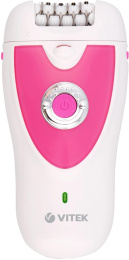 Эпилятор Vitek VT-2244 скор.:2 насад.:2 от электр.сети от аккум. белый/розовый