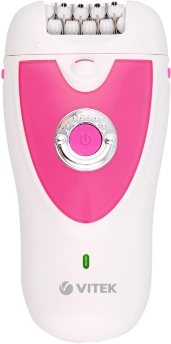 Эпилятор Vitek VT-2244 скор.:2 насад.:2 от электр.сети от аккум. белый/розовый