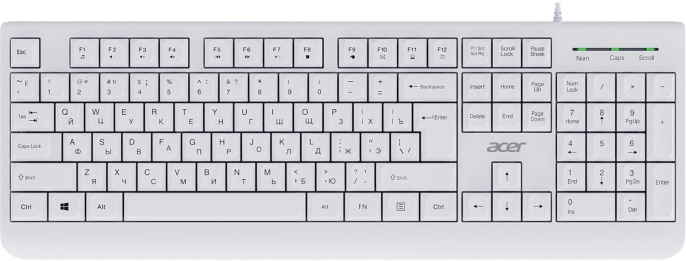 Клавиатура Acer OKW400, проводная, USB, мембранная, белый [zl.kbdee.01b]