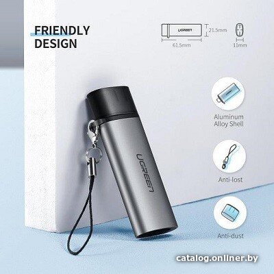 Кардридер UGREEN CM184 50704 USB-C TF + SD Card Reader. Цвет: серый (50704_)