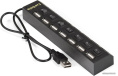USB-Хаб концентратор 7-в-1 ExeGate DUB-72SW кабель-адаптер USB2.0 -- 7xUSB2.0, кнопки включения/отключения для каждого порта, Plug&Play, черный EX293978RUS