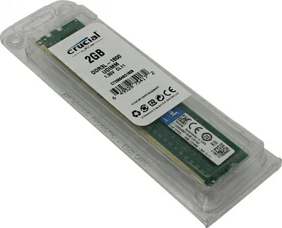 Память оперативная Crucial CT25664BD160B 2GB DDR3L 1600 MT/s (PC3L-12800) CL11 Unbuffered UDIMM 240pin 1.35V/1.5V