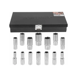 Набор головок глубоких 1/2"DR 14 предметов, в металлическом кейсе Forcekraft FK-4143-5(58115)