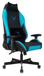 Кресло игровое Knight Neon черный/голубой соты экокожа с подголов. крестов. металл