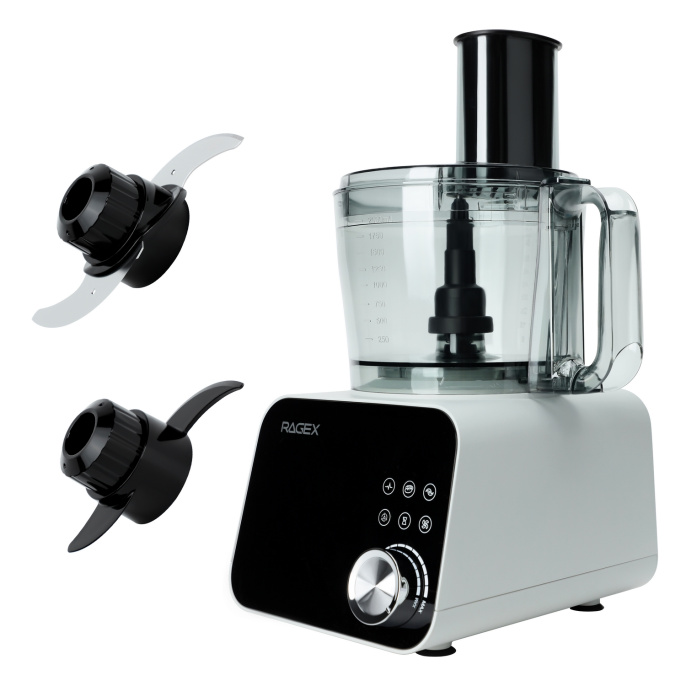 Кухонный комбайн RAGEX R110-202 6 в 1, 2.5 литра, 11 скоростей, 1200 Вт, светло-серый