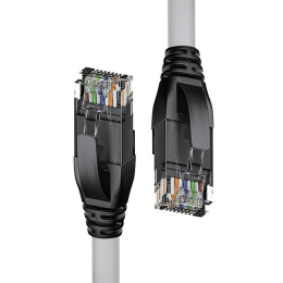 Патч-корд прямой 0.5m UTP кат.5e, серый, черные коннекторы, 24 AWG, литой, ethernet high speed 1 Гбит/с, RJ45, T568B