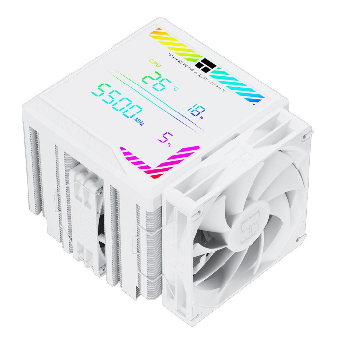 Кулер для процессора/ CPU Cooler Thermalright Peerless Assassin 140 Digital White 4-pin PWM, 165mm, Ni/Cu, 6x6mm, 1x120mm + 1x140mm, 82.CFM, 29.6dBA, 1850RPM, S: 1200, 1700, 1851, 115X, 2011, 2066, AM4, AM5, white (PA140-DG-WH)