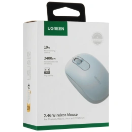 Мышь UGREEN MU105 90671, 800/1200/1600/2400 DPI,функция бесшумного режима, Режим: беспроводной -2,4 ГГц, рабочее расстояние: 10 м, рабочее напряжение: 1,5 В, рабочий ток: 10 мА, щелочная батарея AA входит в комплект 