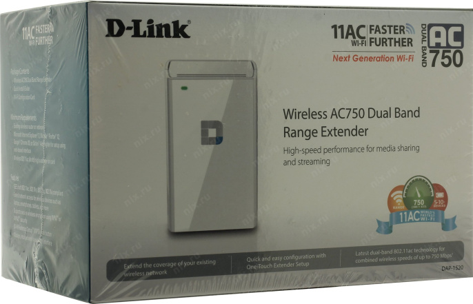 Повторитель беспроводного сигнала D-Link DAP-1520,  белый