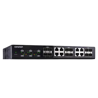 Коммутатор QNAP QSW-1208-8C 10GbE switch 12 ports (4x10G SFP+ ports + 8x10G combo ports (RJ-45 10GbE and 10G SFP+))