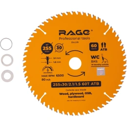 Диск пильный универсальный 255 мм (10”), Z60, посадка 30+25.4/20/16 мм RAGE By VIRA 594239