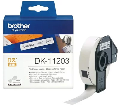 Этикетка Brother Наклейки для папок-регистраторов DK-11203, 17 x 87 мм, 300 наклеек в рулоне.