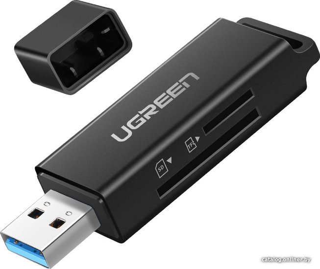 Кардридер UGREEN CM104 40752 USB 3.0 to TF + SD Dual Card Reader. Цвет: черный