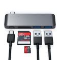 USB-хаб Satechi Type-C USB 3.0 Passthrough Hub для Macbook 12". Порты: 1x USB-C, 2 x USB 3.0, SD, microSD. Цвет серый космос. (ST-TCUPM)