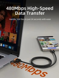 Кабель CABLETIME CAP5H (CT-AMCM2A-AOB1) 1м USB-A - USB-C алюминий и ПВХ + плетеный для смартфонов