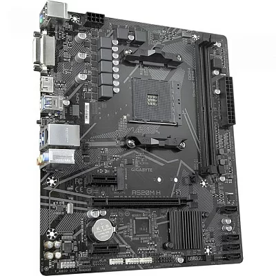 Мат. плата GIGABYTE A520M H (RTL) AM4 AMD A520 PCI-E DVI+HDMI GbLAN SATA MicroATX 2DDR4