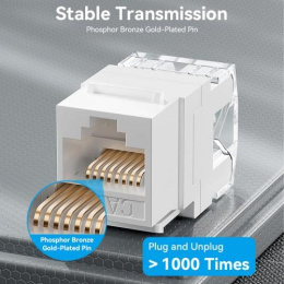 Модуль Vention Keystone Jack Cat.6 неэкранированный 180 градусов Белый (IRHW0)