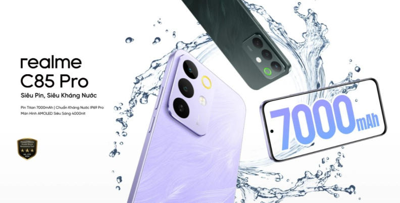 Представлен realme C85: АКБ на 7000 мАч, быстрый экран и защита IP69