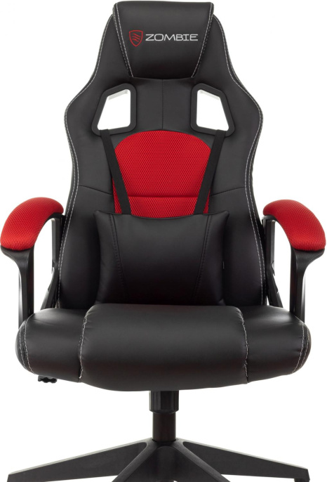 Кресло игровое ZOMBIE Arena, ткань/экокожа, до 120кг, черный/красный