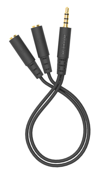Адаптер аудио A4TECH AD-3P,  2xJack 3.5 (f) -  Jack 3.5 (m),  0.2м, черный
