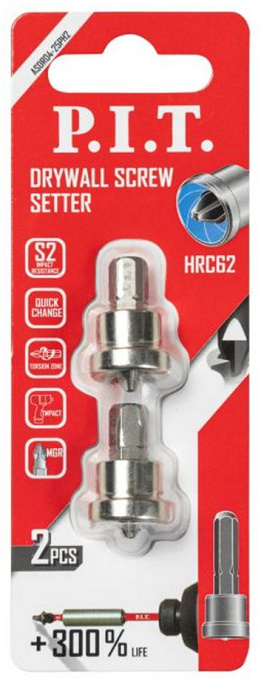 Бита P.I.T. ASDR04-25PH2 с ограничителем PH2x25 мм, 2 шт