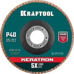 Лепестковый шлифкруг Kraftool 36598-125-40,  универсальный,  125мм,  22.2мм
