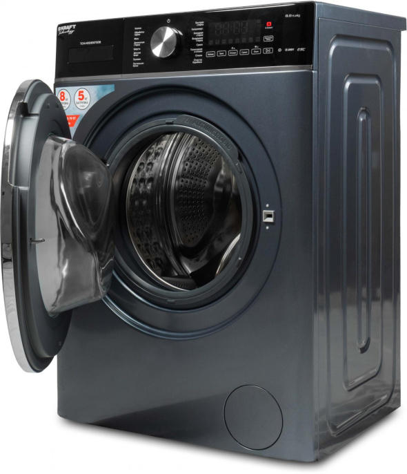 Стиральная машина KRAFT TCH-HDD8597SDB, с фронтальной загрузкой, 8кг, 1400об/мин, с паром, с сушкой, инверторная