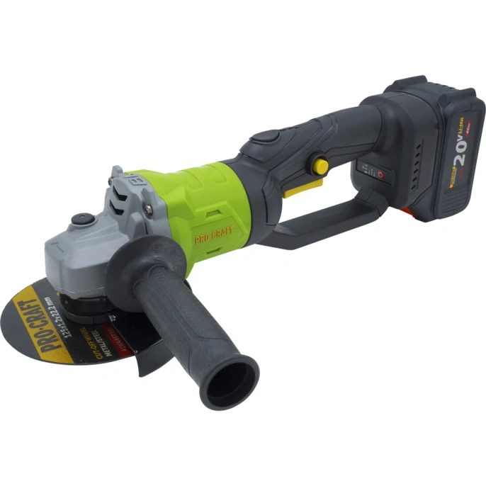 Углошлифовальная машина аккумуляторная PROCRAFT 20В 125мм (АКБ 4АЧ+ЗУ) PWA125