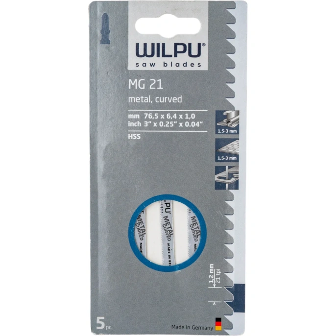Пилка по металлу MG 21 5 шт. WILPU 256000005