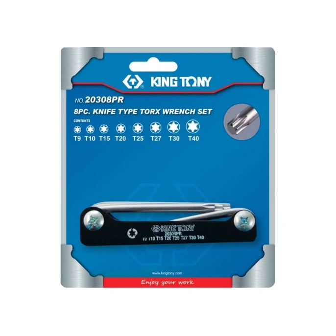 Набор Г-образных складных ключей (TORX, T9-T40, 8 предметов) KING TONY 20308PR