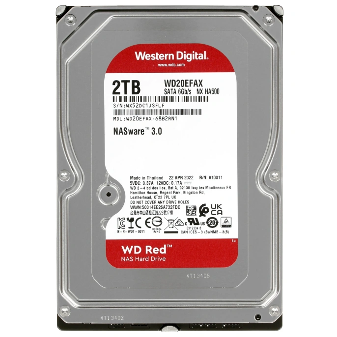 Жесткий диск HDD 3.5" SATA-III WD 2Tb Red WD20EFAX 5400rpm 256Mb 6Gb/s