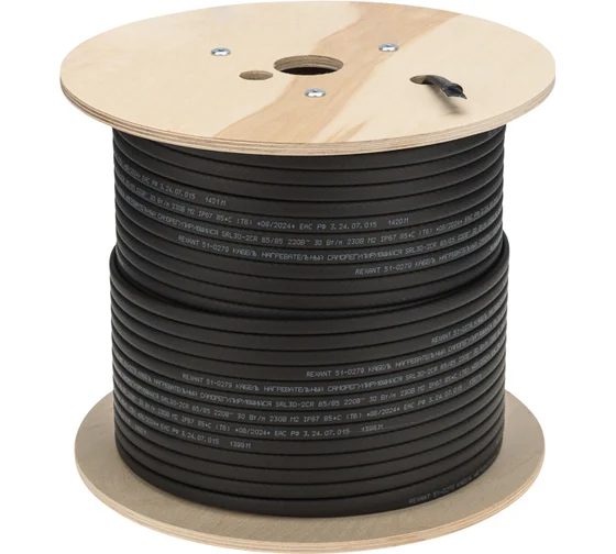 Rexant 51-0279 Кабель греющий нагревательный саморегулирующийся SRL30-2CR, экранированный, 30Вт/м, 0,9мм2/55м, 200м