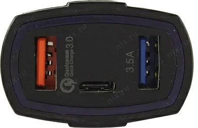 Orient CAR QC-12V3B Автомобильное зарядное уст-во USB (Вх. DC12-24V Вых. DC5V/9V/12V 18W 2xUSB+USB-C)