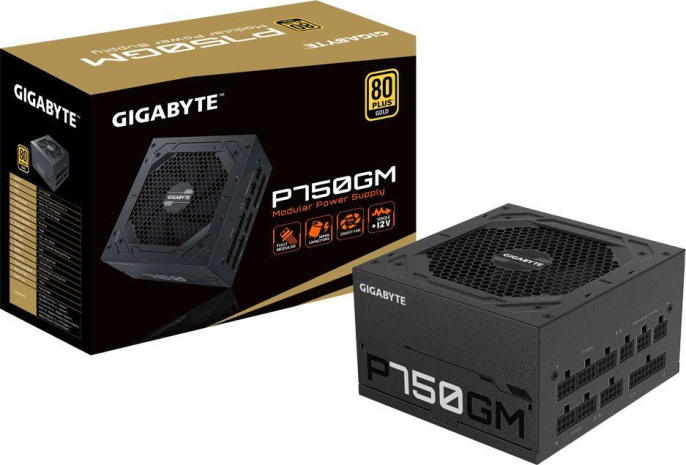 Блок питания Gigabyte ATX 750W GP-P750GM 80+ gold (20+4pin) APFC 120mm fan 8xSATA Cab Manag RTL