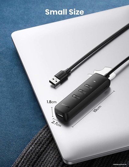 Хаб UGREEN CM416-80657 USB-A 3.0 to 4 USB-A 3.0, с проводом 1m; Поддержка жесткого диска 12 ТБ; С портом питания Type-C; Светодиодные индикаторы; Скорость до