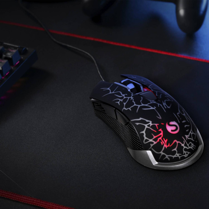 Мышь проводная SunWind SW-M705G, игровая, оптическая, USB, 3600dpi, черный [1422391]