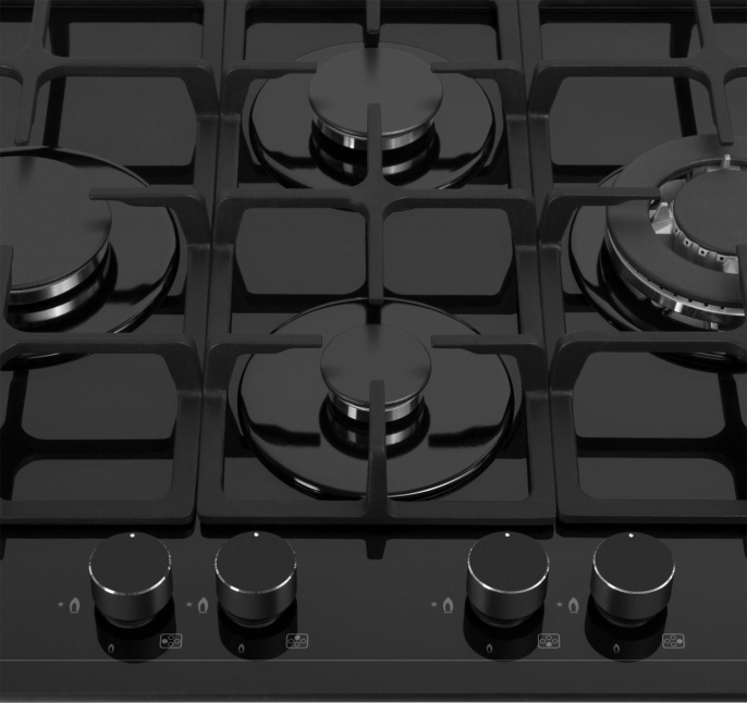 Газовая варочная поверхность Meferi Glass Ultra MGH604 черный