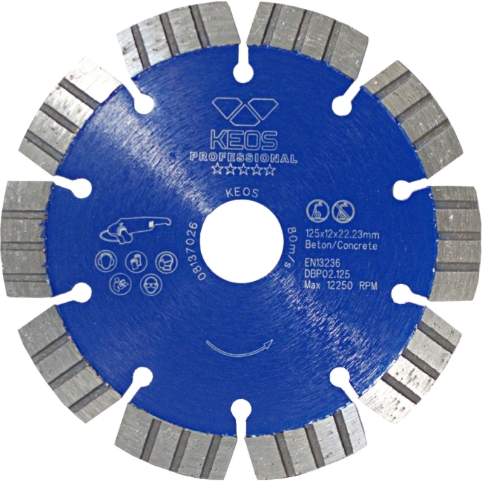 Диск алмазный сегментный Professional по бетону (125х22.2 мм) KEOS DBP02.125
