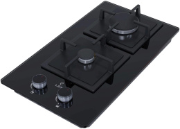 Газовая варочная панель LEX GVG 324 BBL,  2 конфорки,  закаленное стекло,  черный