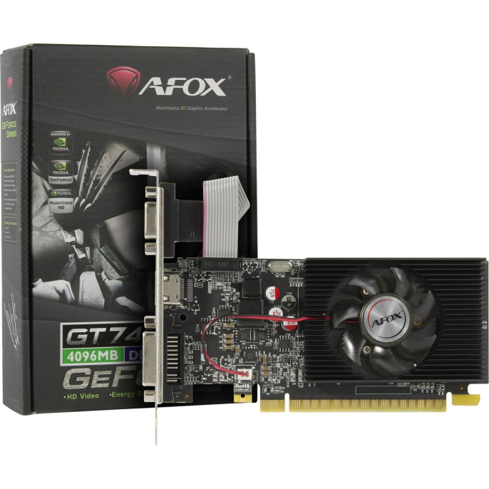 Видеокарта Afox GT740 4GB GDDR3 128bit VGA DVI HDMI 1FAN LP RTL (780629) AF740-4096D3L3
