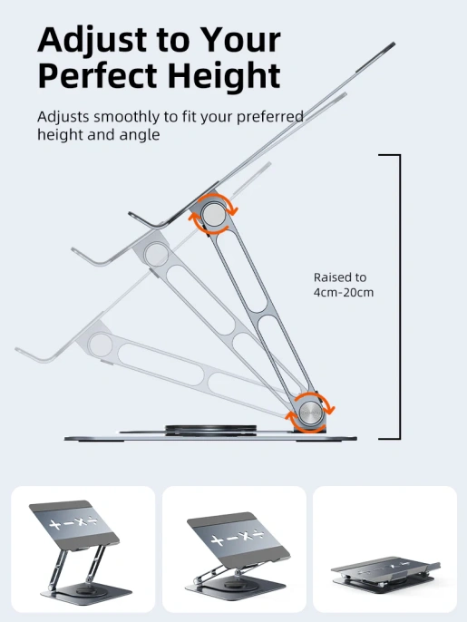 Регулируемая подставка CABLETIME CS19G (CT-LSR08-AG) для ноутбука с вращением на 360°