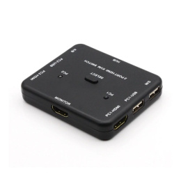 ORIENT HS21, HDMI KVM переключатель на 2 устройства, порты HDM + 2xUSB клавиатура+мышь , поддержка 4K@30Hz, кнопка переключения на корпусе, не требуется внешнее питание 31066