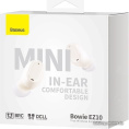 Наушники Baseus A00054300226-Z1 Bowie EZ10 True Wireless Earphones White беспроводные, Bluetooth 5.3, дистанция: 10м, 20Hz-20kHz, время работы наушников: 5ч, время работы с аккумулятором: 25ч, емкость