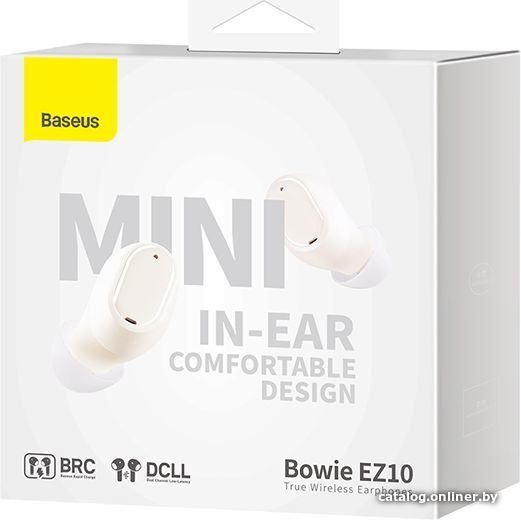 Наушники Baseus A00054300226-Z1 Bowie EZ10 True Wireless Earphones White беспроводные, Bluetooth 5.3, дистанция: 10м, 20Hz-20kHz, время работы наушников: 5ч, время работы с аккумулятором: 25ч, емкость
